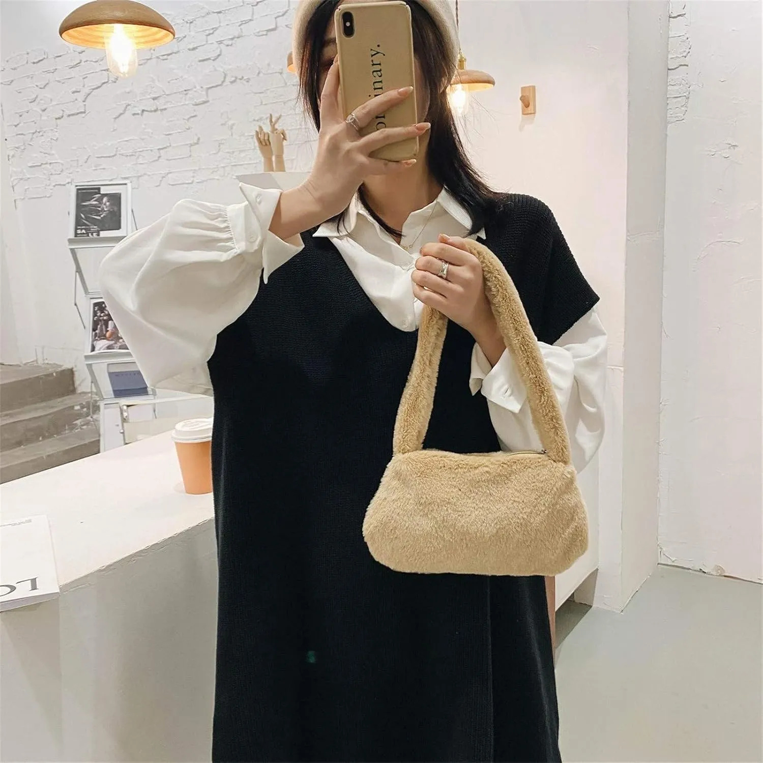 Anti Theft Crossbody Bags for Women Retro Studded Crossbody Bags Small Shoulder Purses Trendy Clutch Saddle Bag(Khaki)