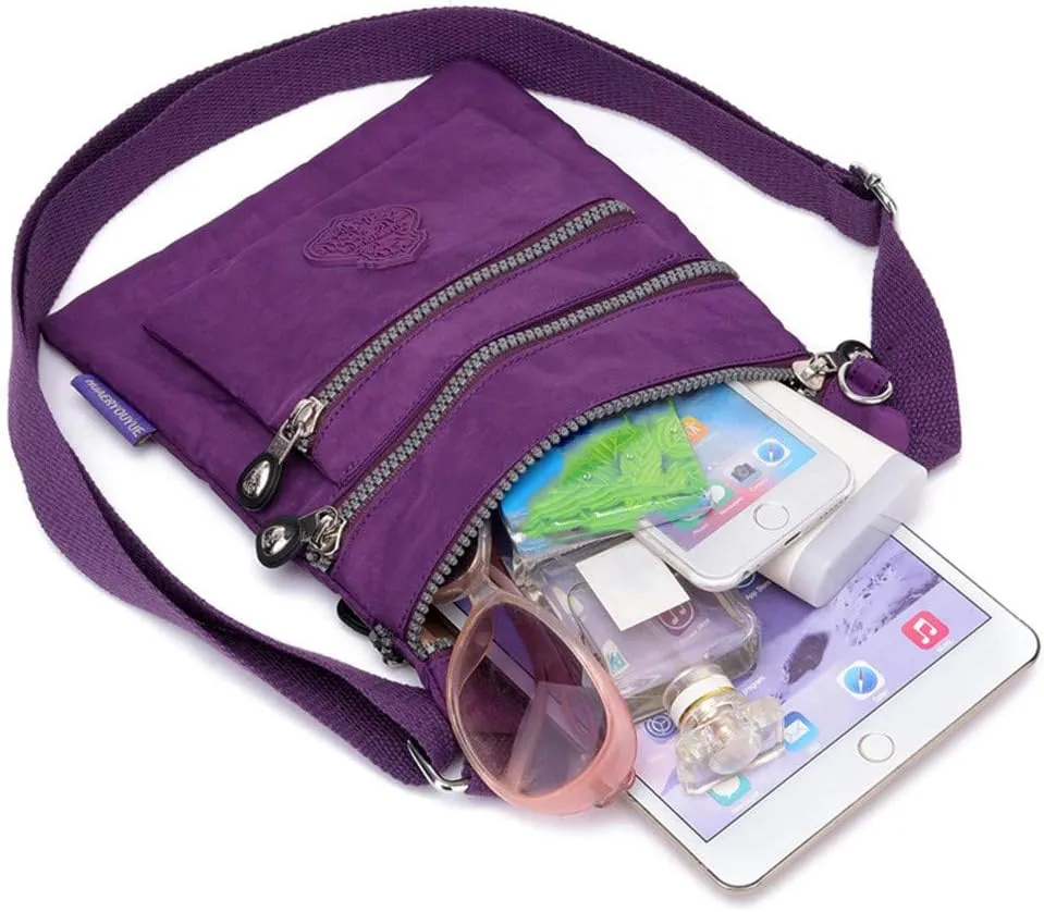 Anti Theft Crossbody Bags for Women Waterproof Nylon Crossbody Bags for Woman Trendy Temperament Clutch Purse(Purple)