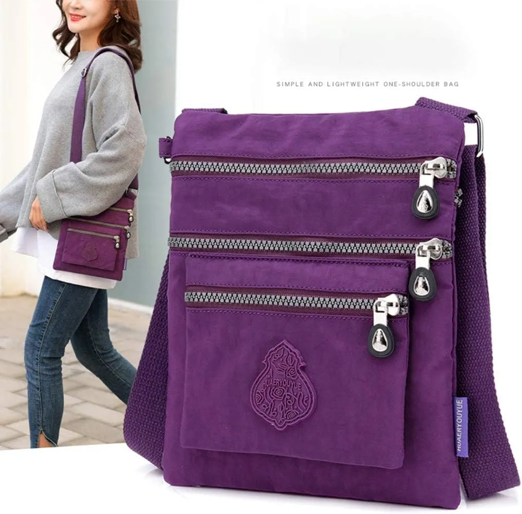Anti Theft Crossbody Bags for Women Waterproof Nylon Crossbody Bags for Woman Trendy Temperament Clutch Purse(Purple)