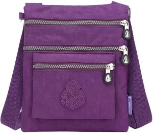Anti Theft Crossbody Bags for Women Waterproof Nylon Crossbody Bags for Woman Trendy Temperament Clutch Purse(Purple)