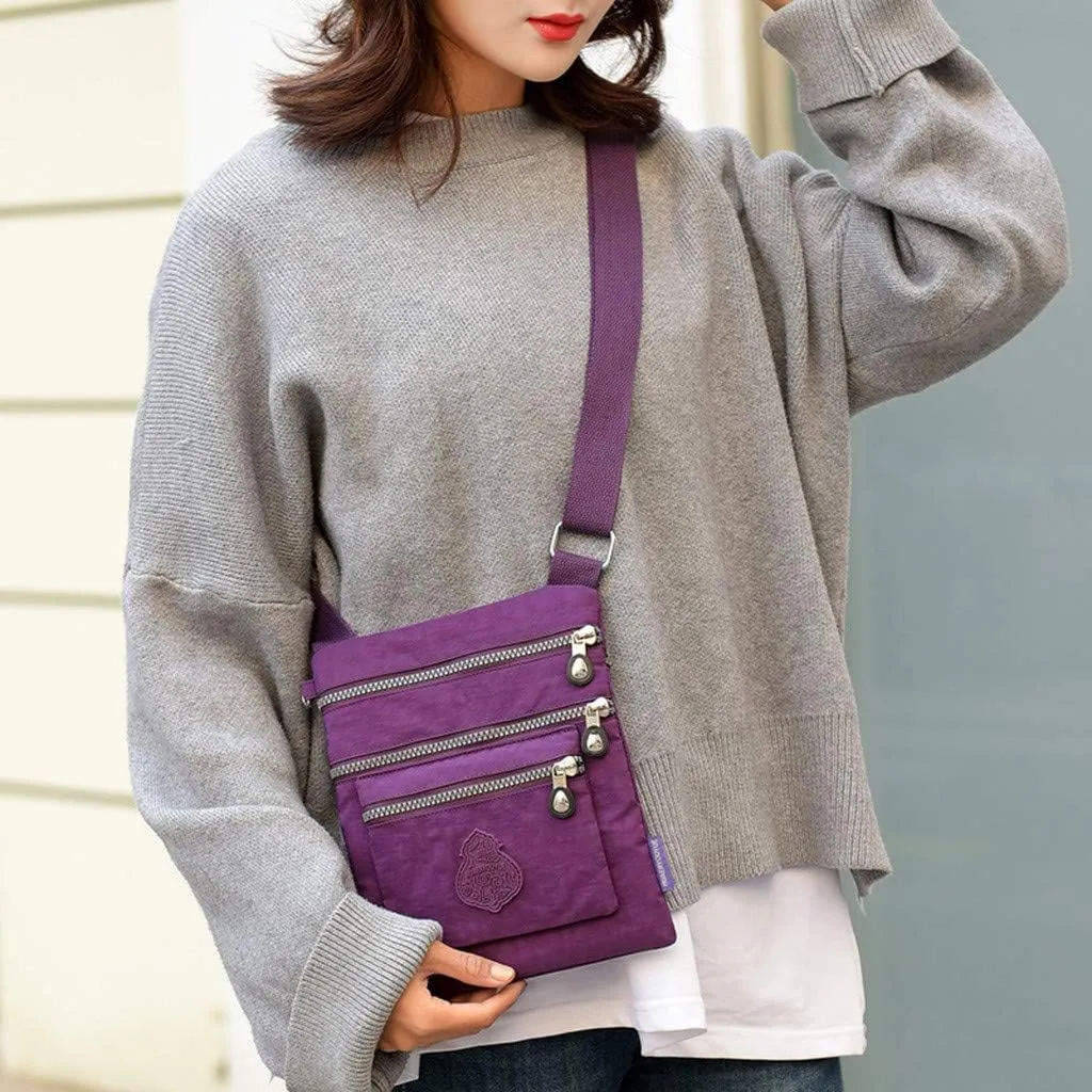 Anti Theft Crossbody Bags for Women Waterproof Nylon Crossbody Bags for Woman Trendy Temperament Clutch Purse(Purple)