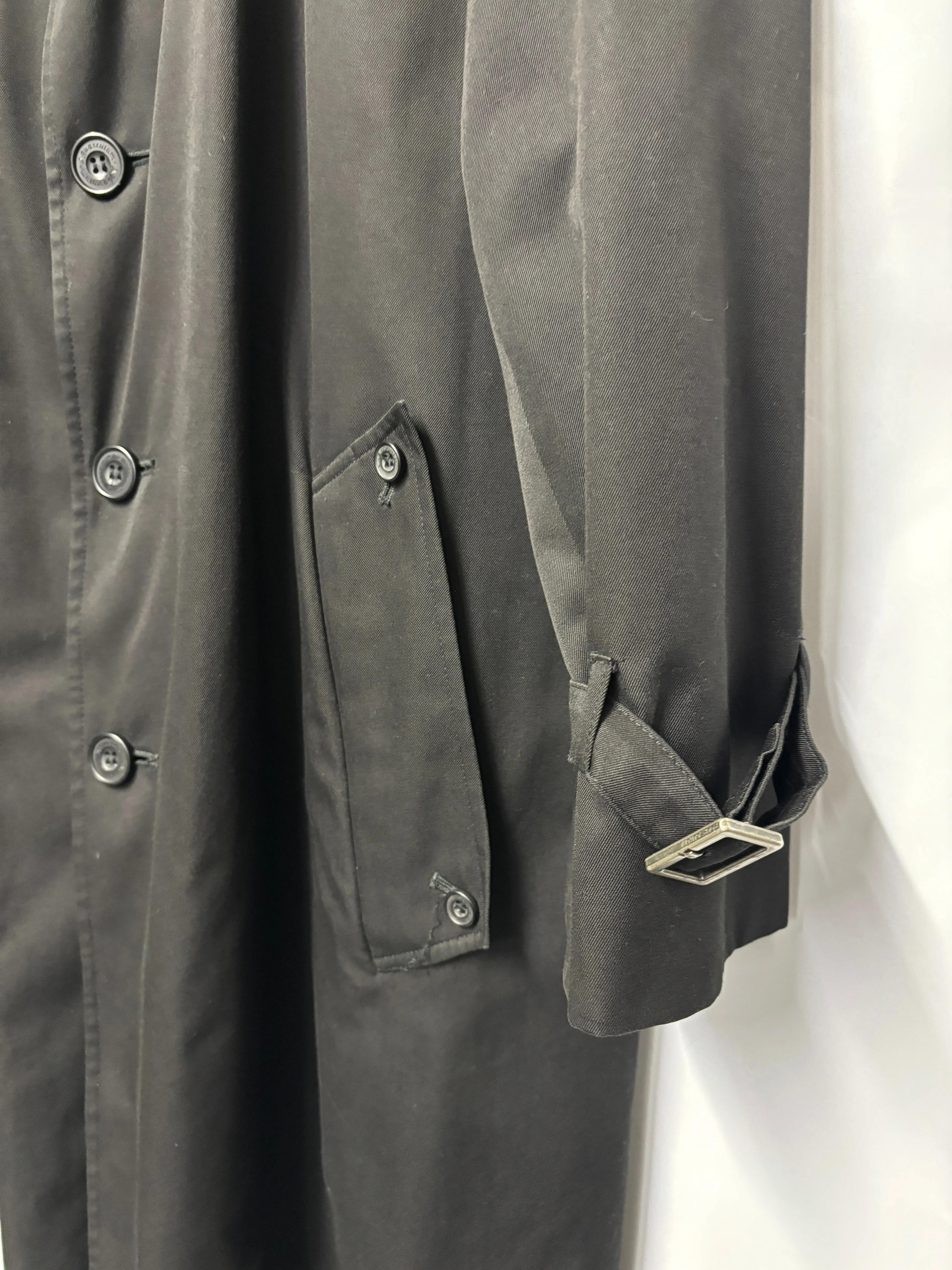 Aquascutum Black Midcalf Trench Coat 44