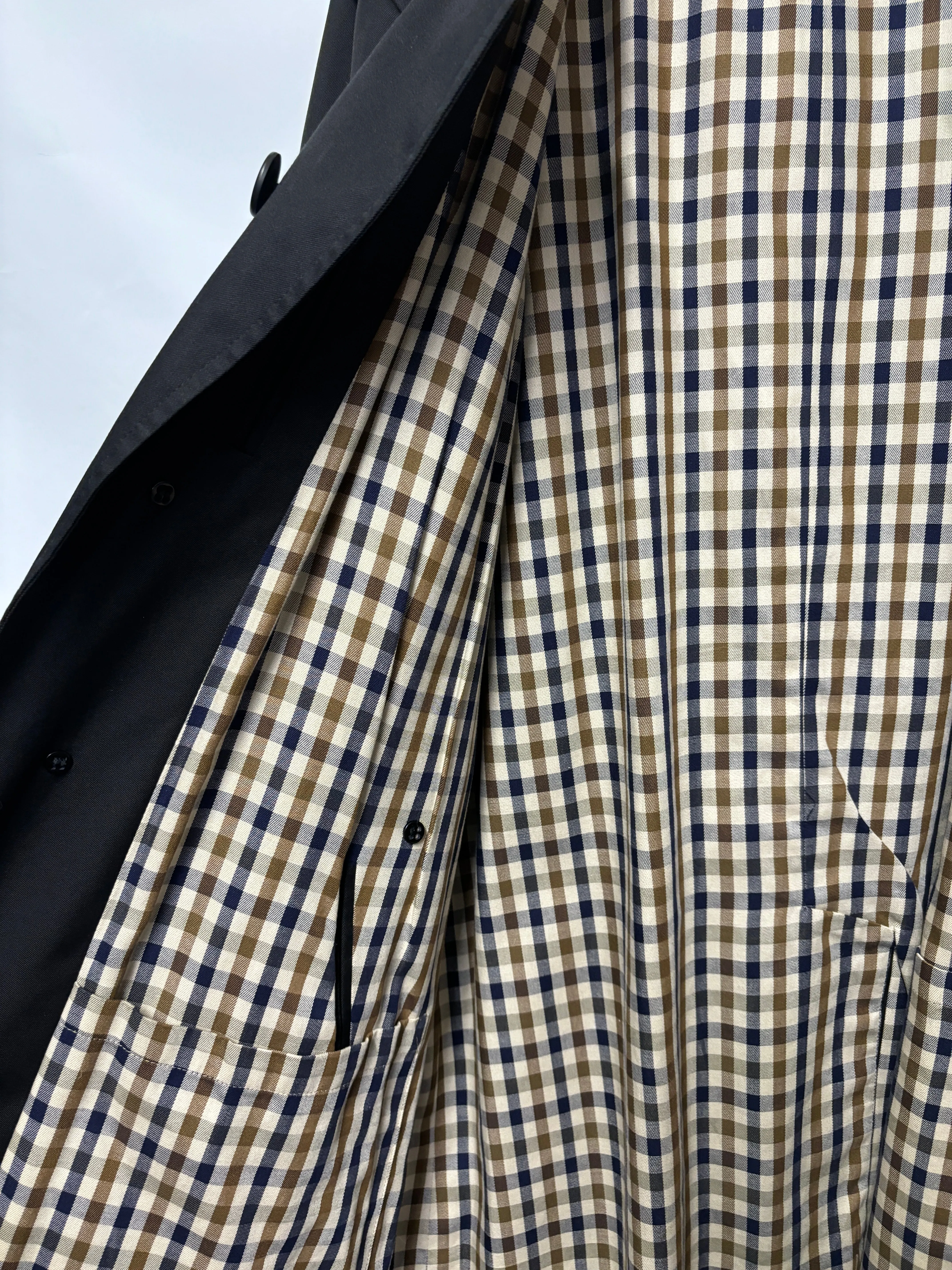 Aquascutum Black Midcalf Trench Coat 44