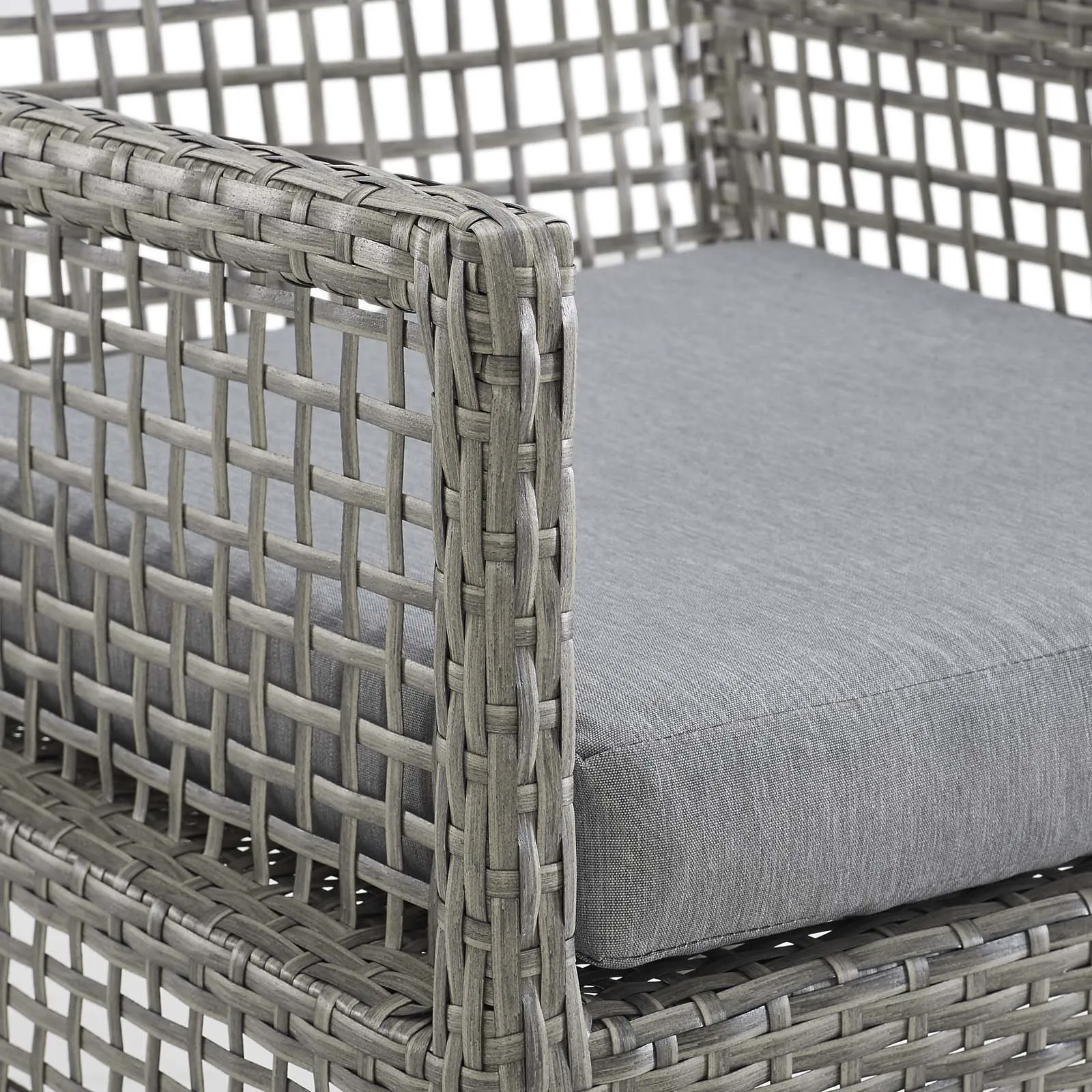 Aura Outdoor Patio Wicker Rattan Dining Armchair Gray Gray EEI-2920-GRY-GRY