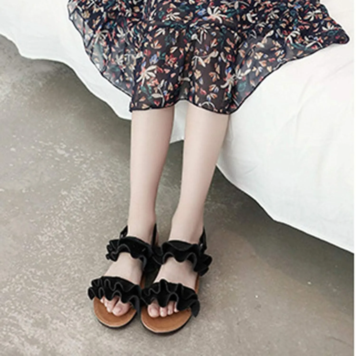 Baby Ruffle Non-Slip Girls Toddler Kids Sandals Sandals Shoes Cross Rubber Baby Shoes Kids Dress Toddler Size 6 Sandals