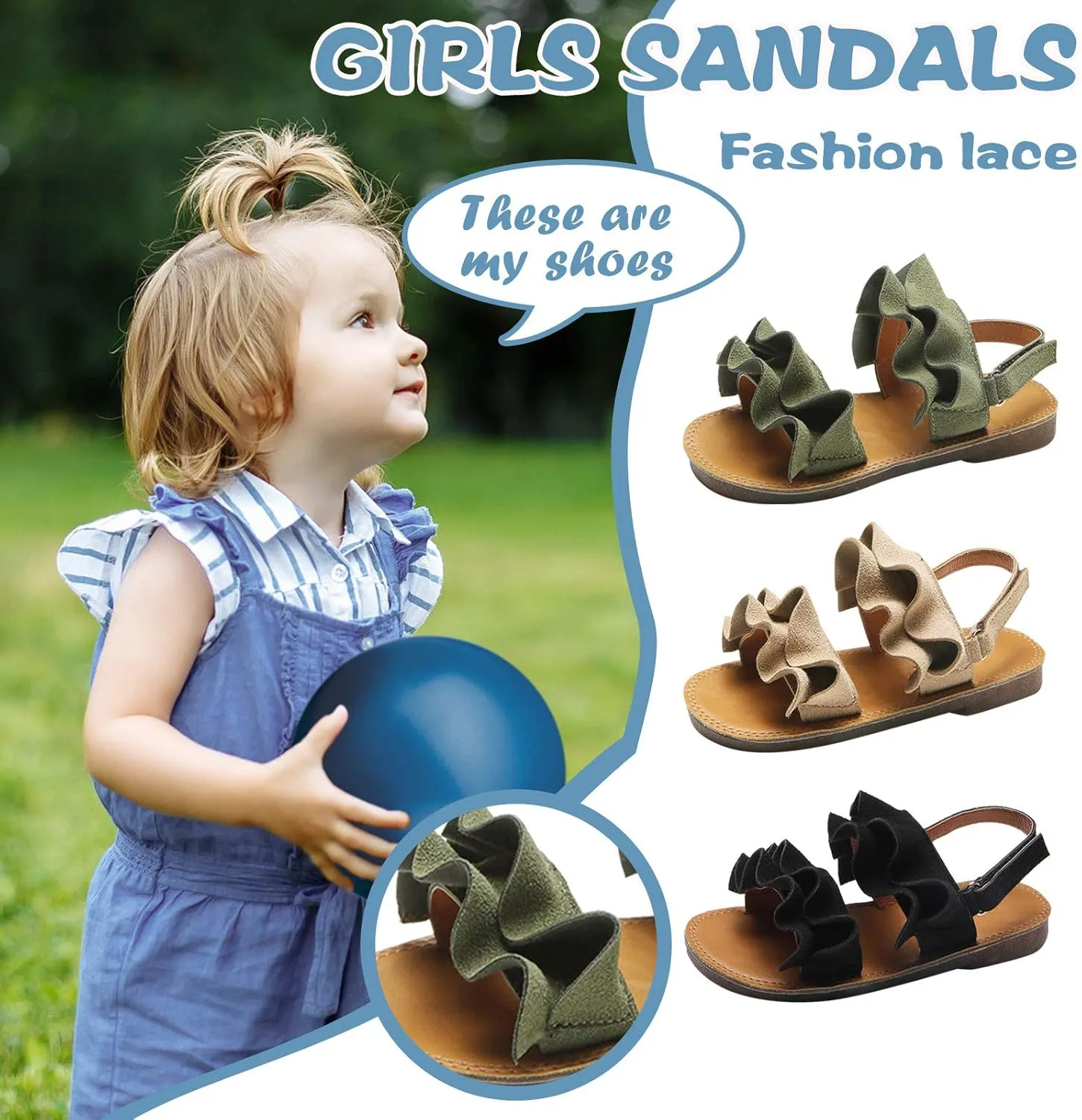 Baby Ruffle Non-Slip Girls Toddler Kids Sandals Sandals Shoes Cross Rubber Baby Shoes Kids Dress Toddler Size 6 Sandals