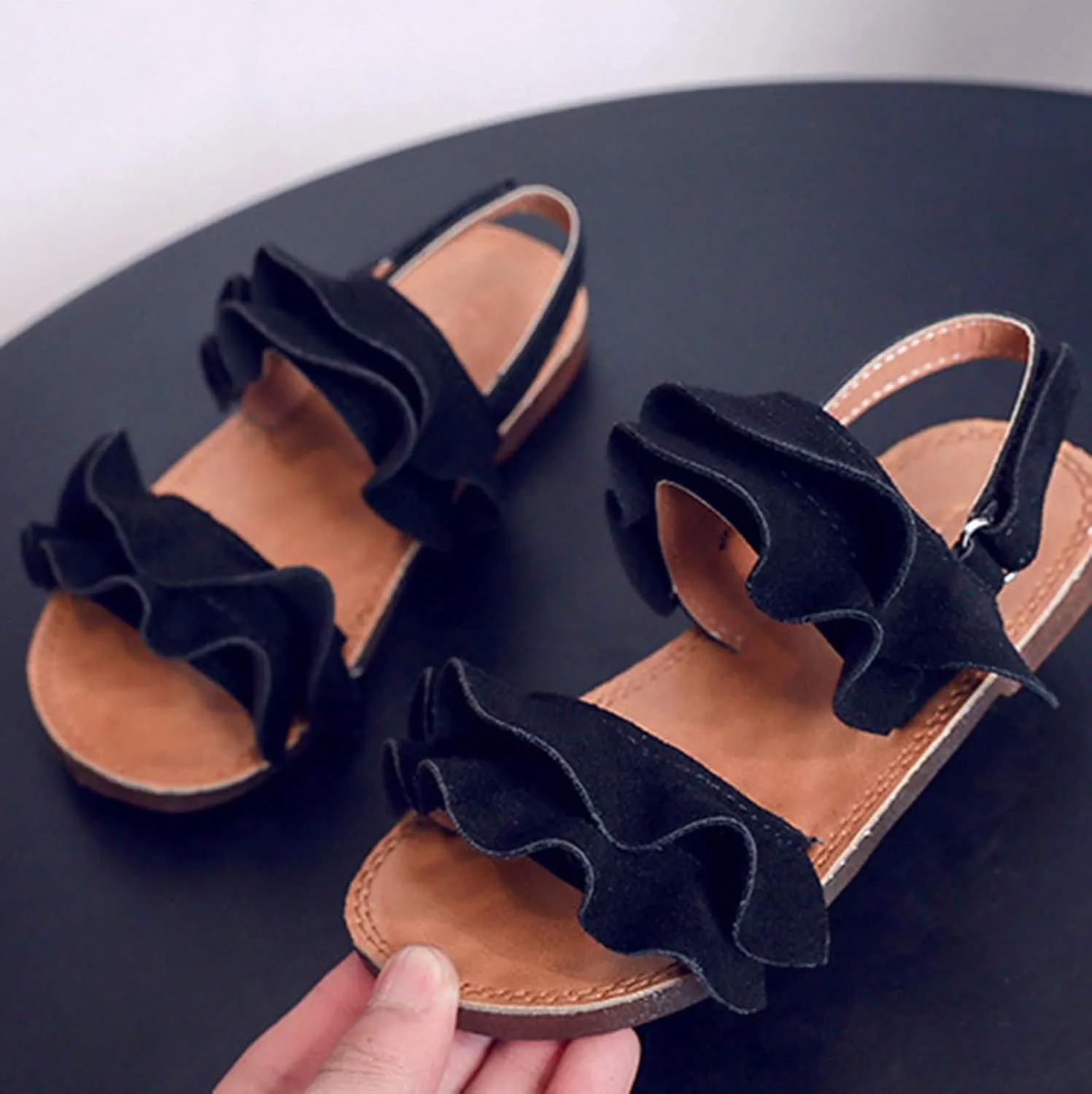 Baby Ruffle Non-Slip Girls Toddler Kids Sandals Sandals Shoes Cross Rubber Baby Shoes Kids Dress Toddler Size 6 Sandals
