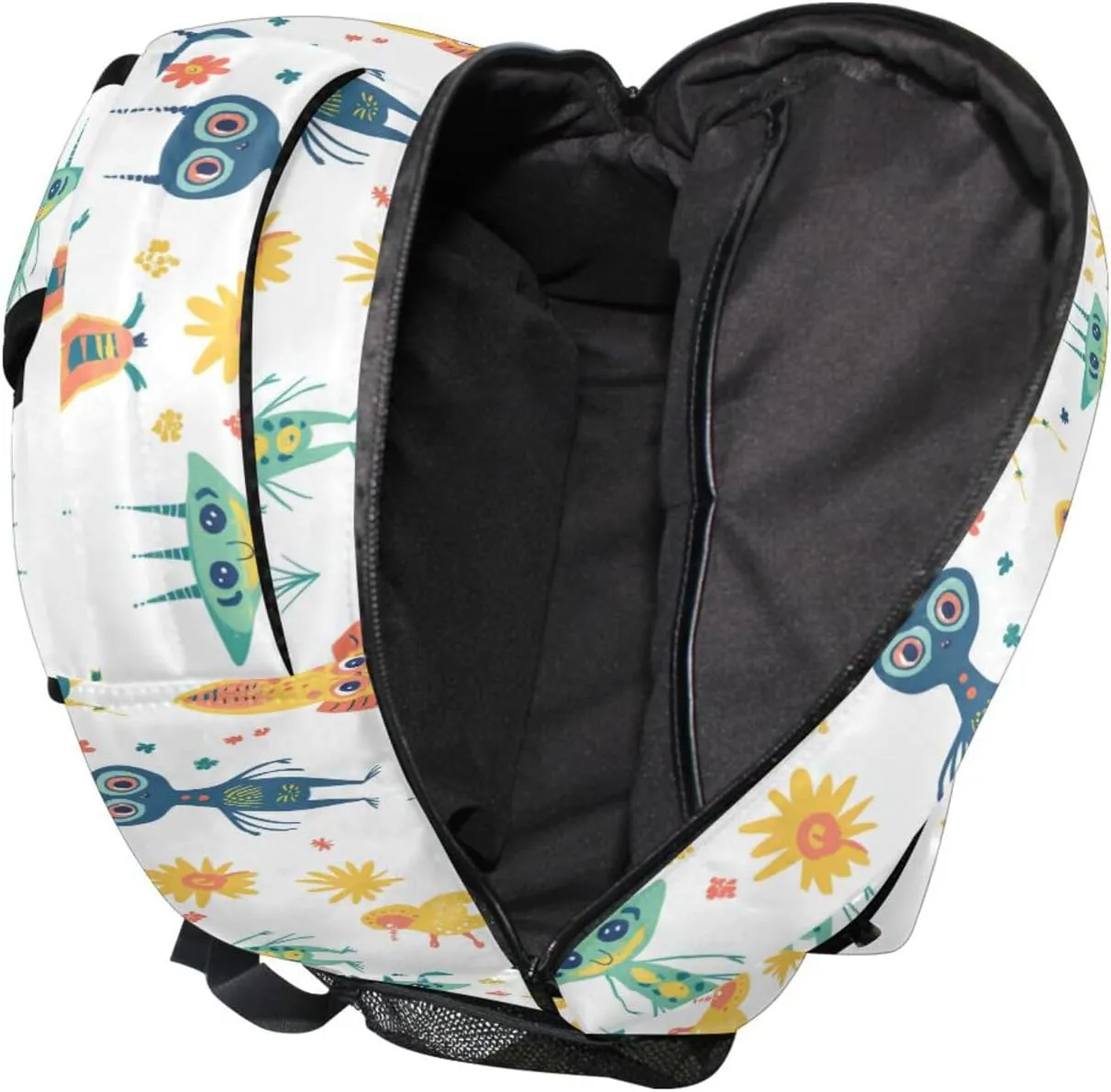 Backpacks for Teacher Nurse Fashion Travel Laptop Backpack with Chest Strap Gift Men & Women Cartoon Funny Aliens White