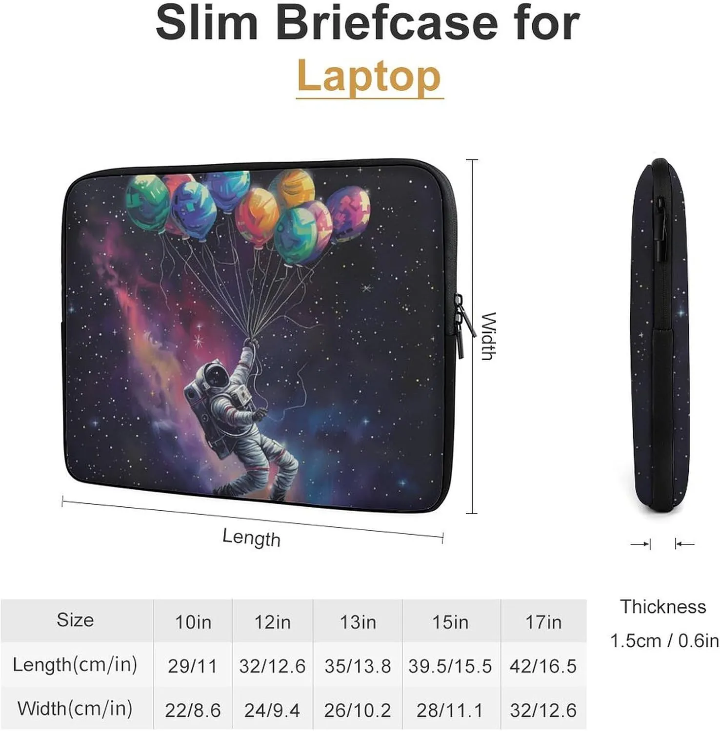 Balloon Astronaut Laptop Sleeve Case Protective Computer Bag Carrying Briefcase for Men Women