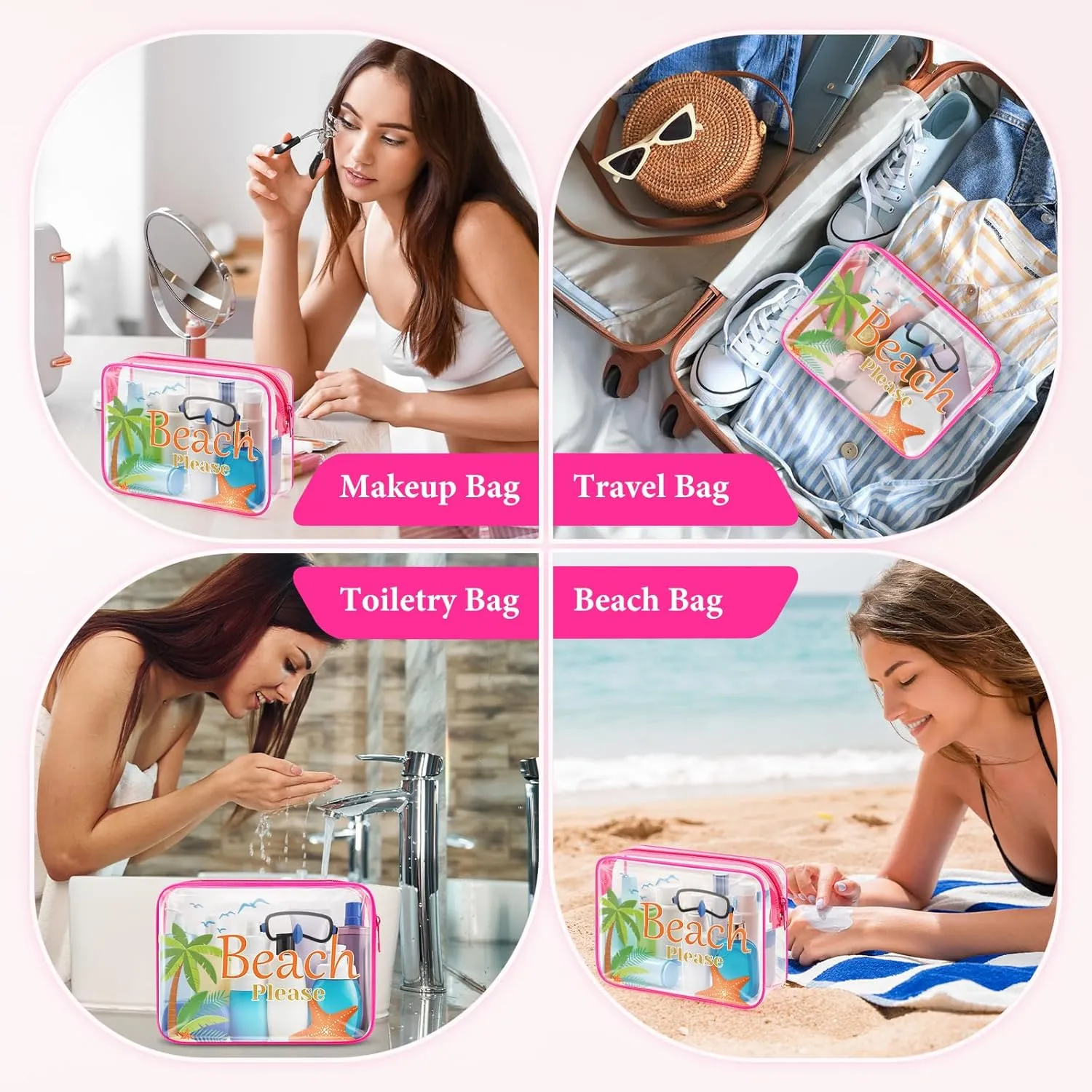 Beach Gifts for Women Makeup Bag Beach Lover Gifts Cosmetic Bag Funny Vacation Gift Summer Beach Themed Gifts for Besties Birthday Graduation Gift Christmas for Beach Lover Travel Toiletry Pouch