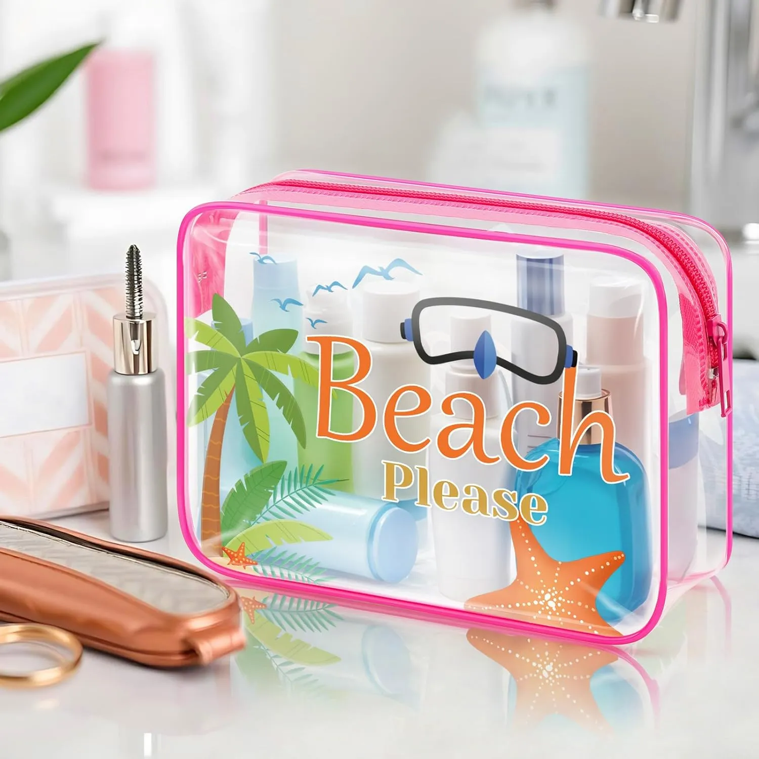 Beach Gifts for Women Makeup Bag Beach Lover Gifts Cosmetic Bag Funny Vacation Gift Summer Beach Themed Gifts for Besties Birthday Graduation Gift Christmas for Beach Lover Travel Toiletry Pouch