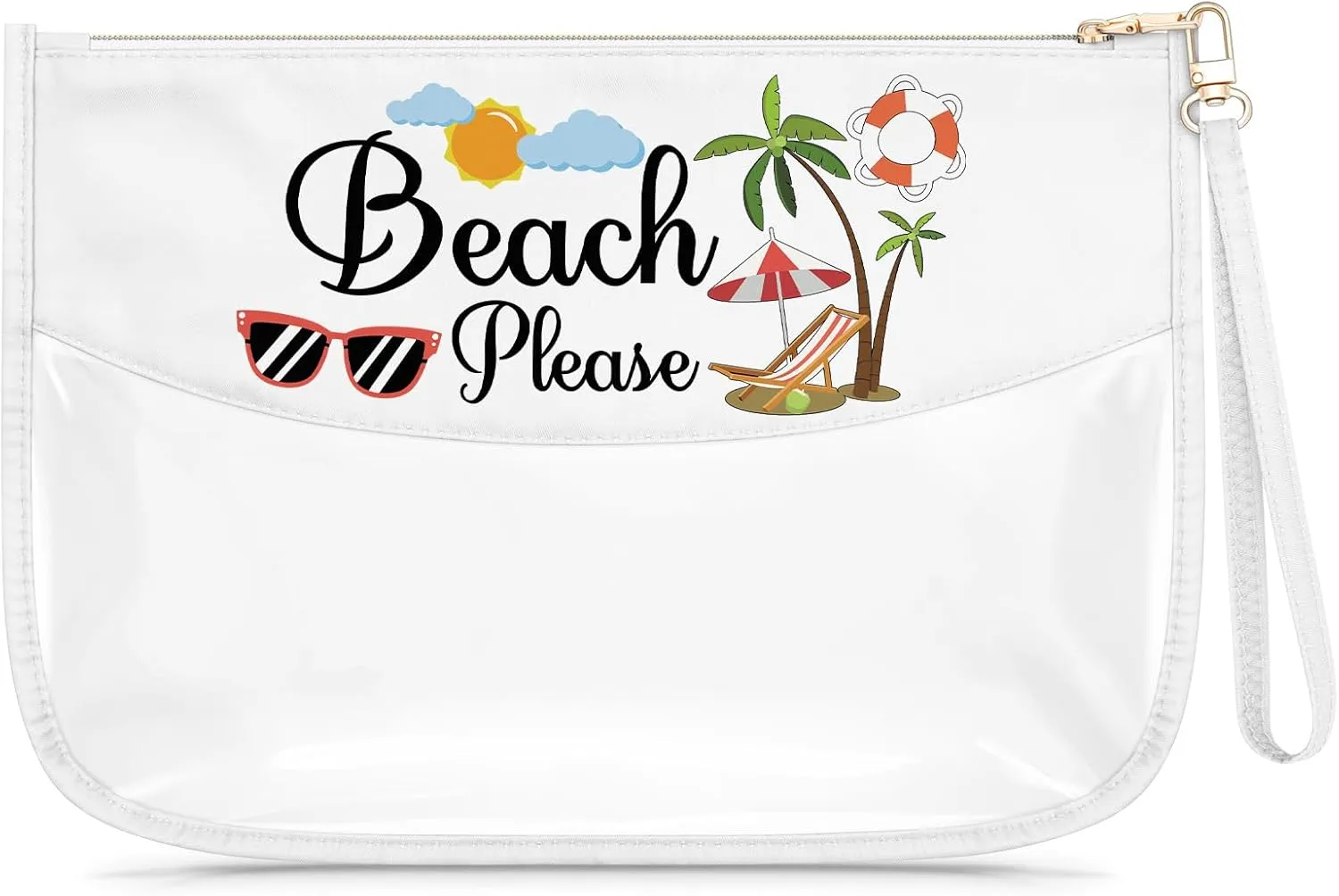Beach Lover Gift Clear Makeup Bag Girls Vacation Gift Beach Themed Gifts Cosmetic Bag Sandbeach Stuff Necessities for Bestie Birthday Christmas Graduation Present for Women Friend Sister Travel Pouch