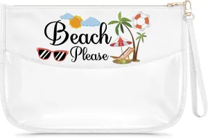 Beach Lover Gift Clear Makeup Bag Girls Vacation Gift Beach Themed Gifts Cosmetic Bag Sandbeach Stuff Necessities for Bestie Birthday Christmas Graduation Present for Women Friend Sister Travel Pouch
