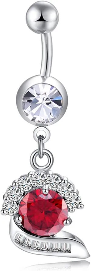Belly Button Ring, Stainless Steel Snail Cubic Zirconia Body Piercing Jewelry, Piercing Body Jewelry for Women