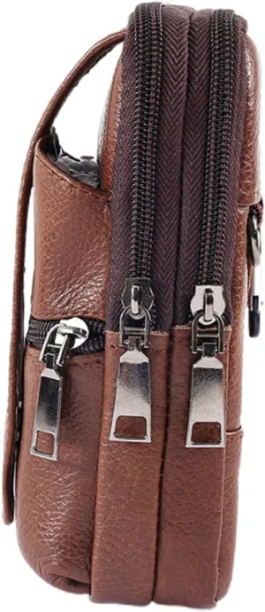 BESPORTBLE 1Pc Business Waist Bag for Men Stylish Multi Functional Cellphone Pouch with Durable Zipper for Travel and Events Creative Smartphone Holder Brown