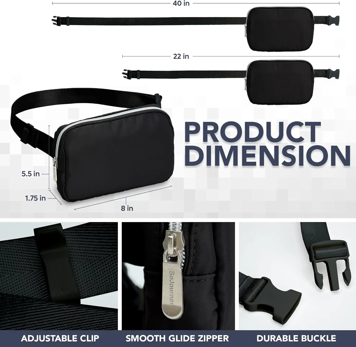 Black Crossbody Belt Bag for Women  Stylish Fanny Pack, Functional and Fashion Waist Packs for Travel, Festivals, and Everyday Use