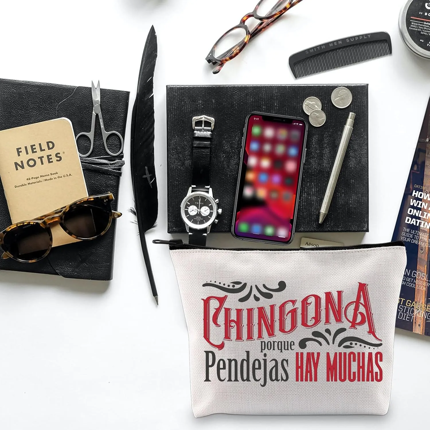 BLUPARK Funny Chingona Porque Pendejas Hay Muchas Cosmetic Bag Chingona Gift Mexicana Latina Makeup Bag Funny Spanish Gift Mexican Bag (CB, Chingona Hay Mucha)