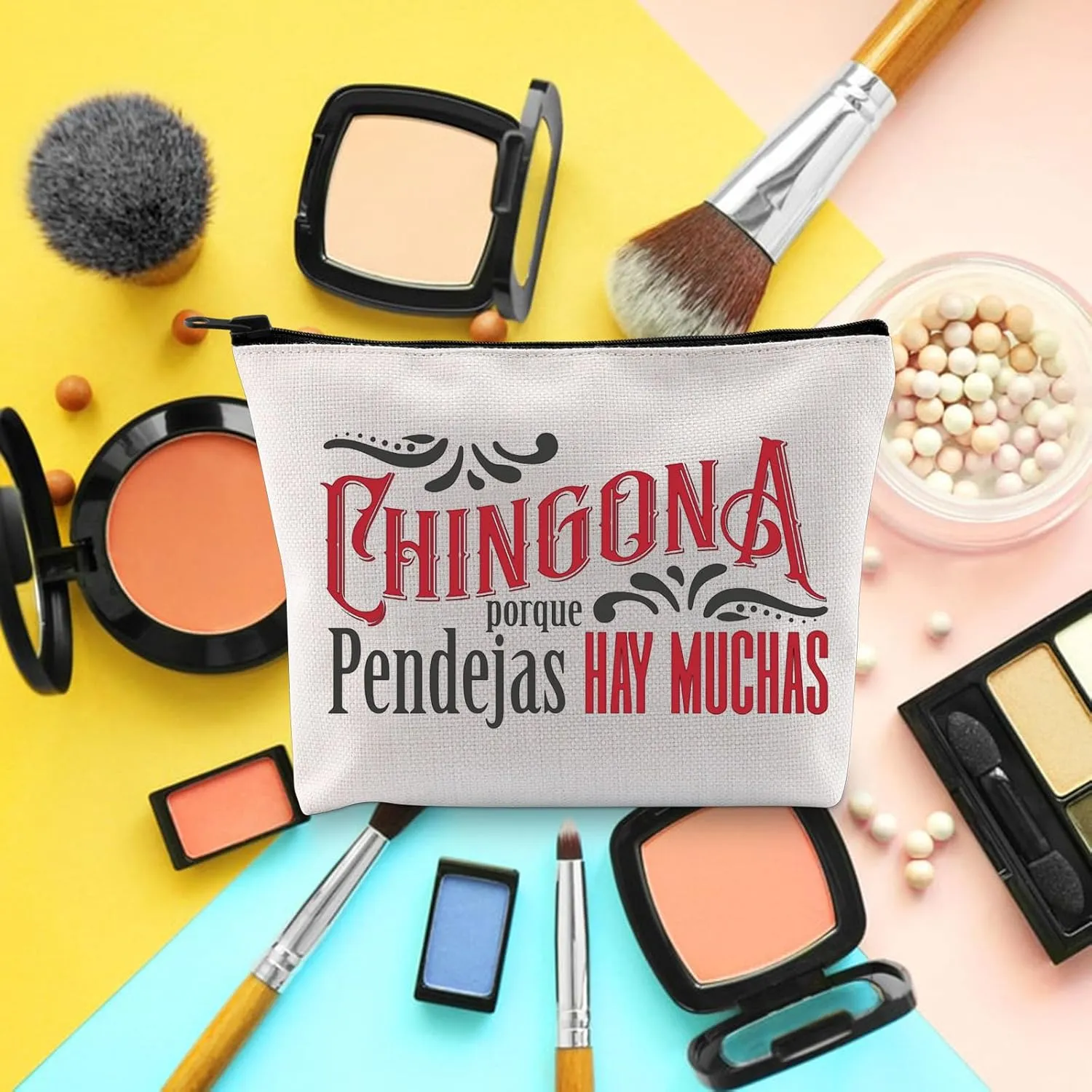 BLUPARK Funny Chingona Porque Pendejas Hay Muchas Cosmetic Bag Chingona Gift Mexicana Latina Makeup Bag Funny Spanish Gift Mexican Bag (CB, Chingona Hay Mucha)