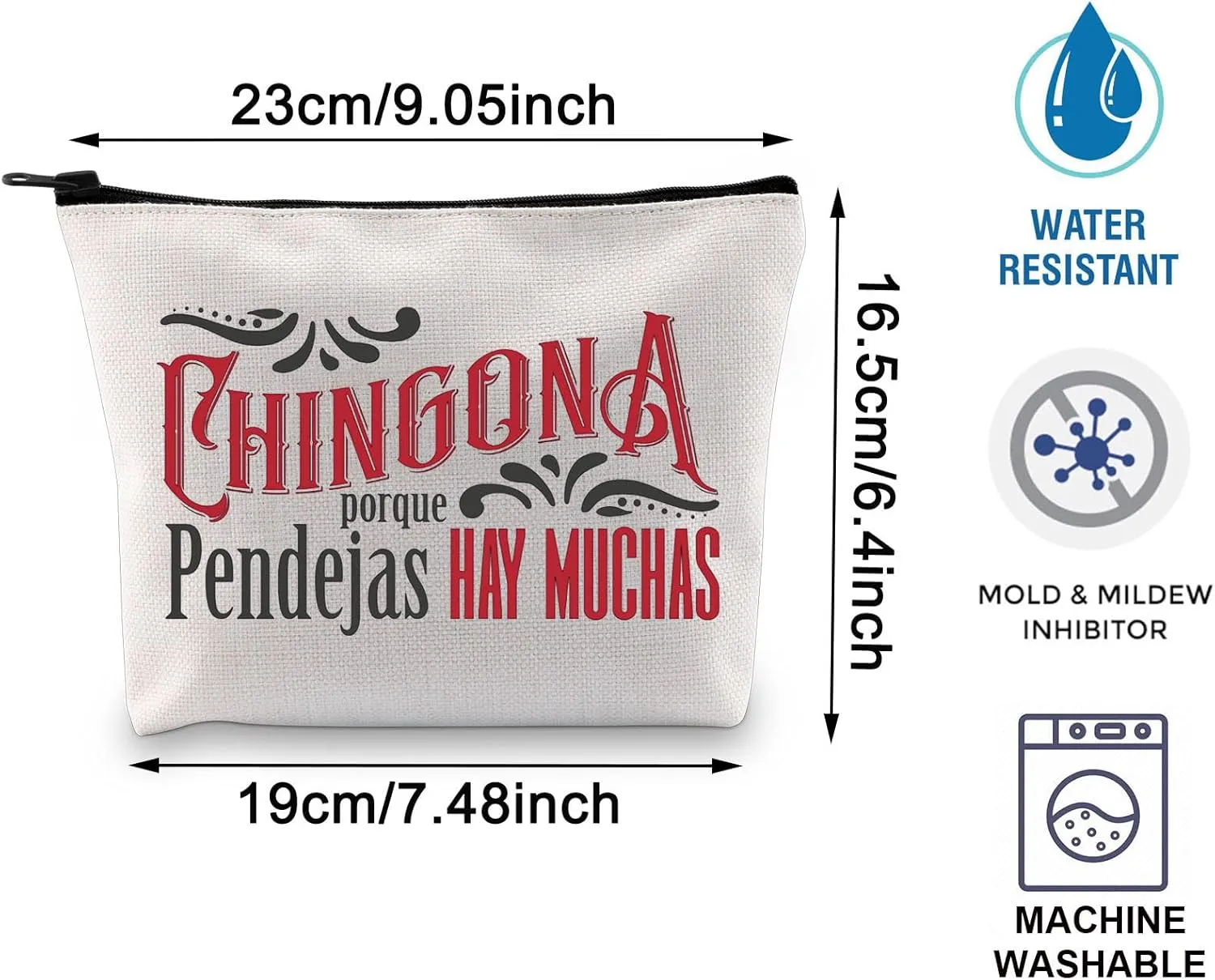 BLUPARK Funny Chingona Porque Pendejas Hay Muchas Cosmetic Bag Chingona Gift Mexicana Latina Makeup Bag Funny Spanish Gift Mexican Bag (CB, Chingona Hay Mucha)