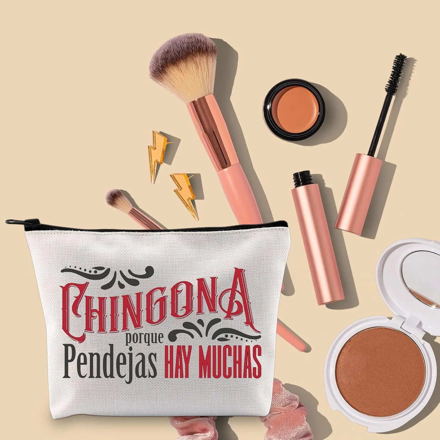 BLUPARK Funny Chingona Porque Pendejas Hay Muchas Cosmetic Bag Chingona Gift Mexicana Latina Makeup Bag Funny Spanish Gift Mexican Bag (CB, Chingona Hay Mucha)
