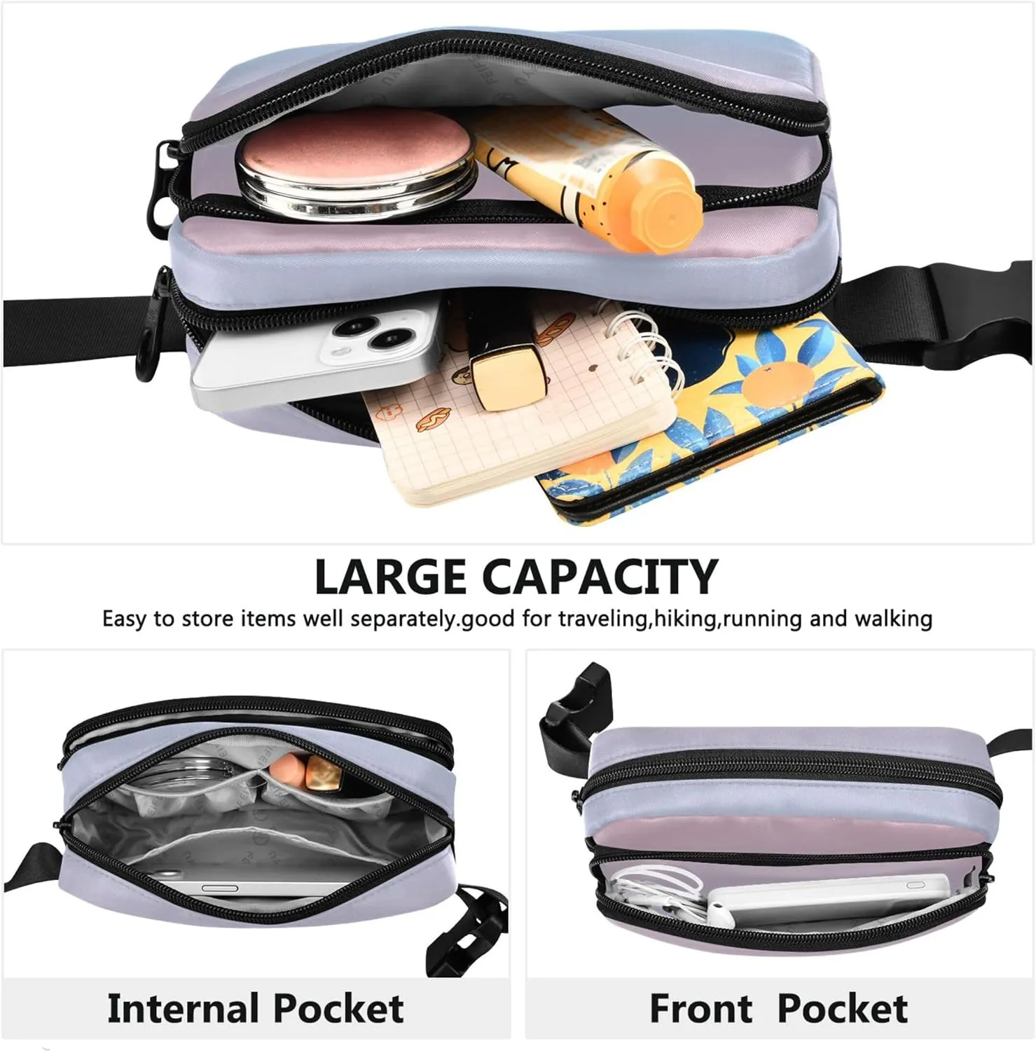 Blush Pink Light Sky Blue Gradient Fanny Packs Women Waterproof Hip Bag Belt Pouch Cute Travel Waist Bag