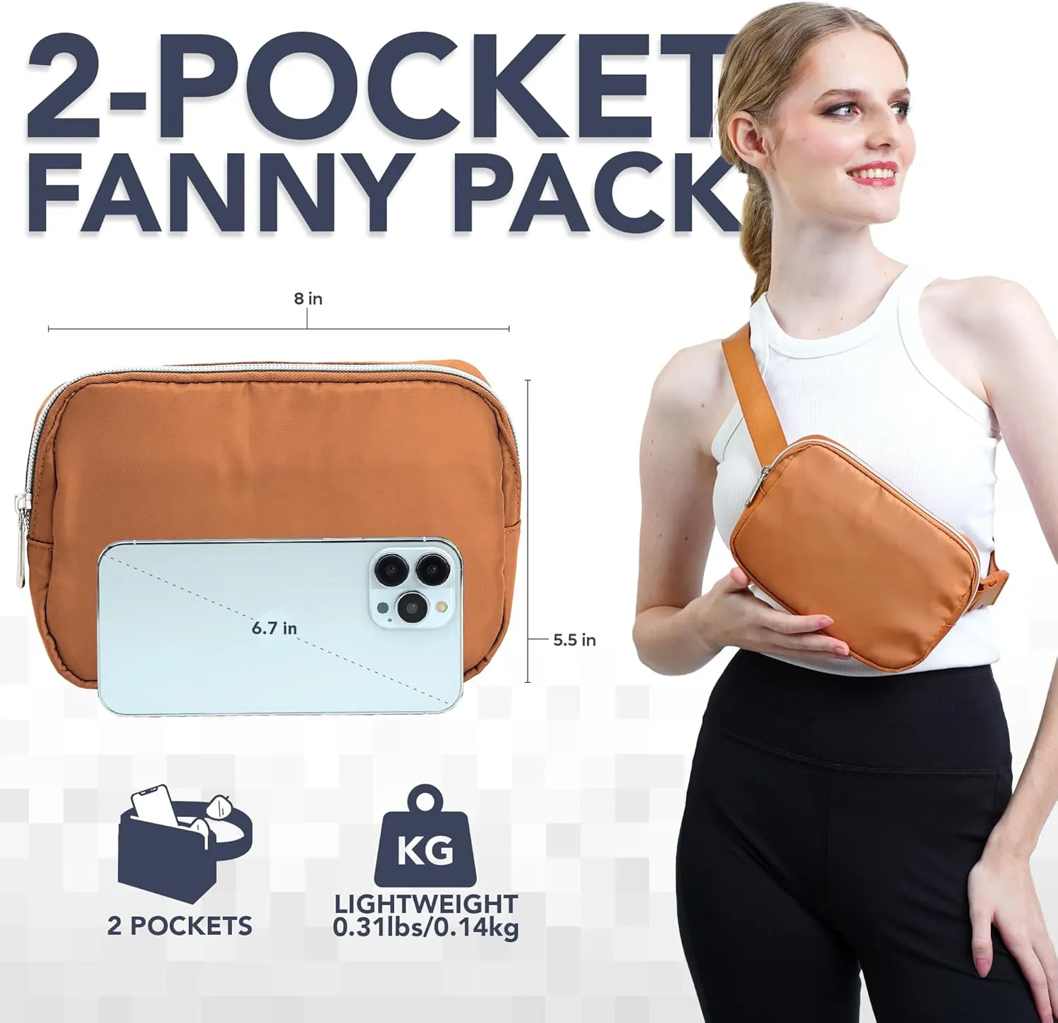 Brown Crossbody Belt Bag for Women  Stylish Fanny Pack, Functional and Fashion Waist Packs for Travel, Festivals, and Everyday Use