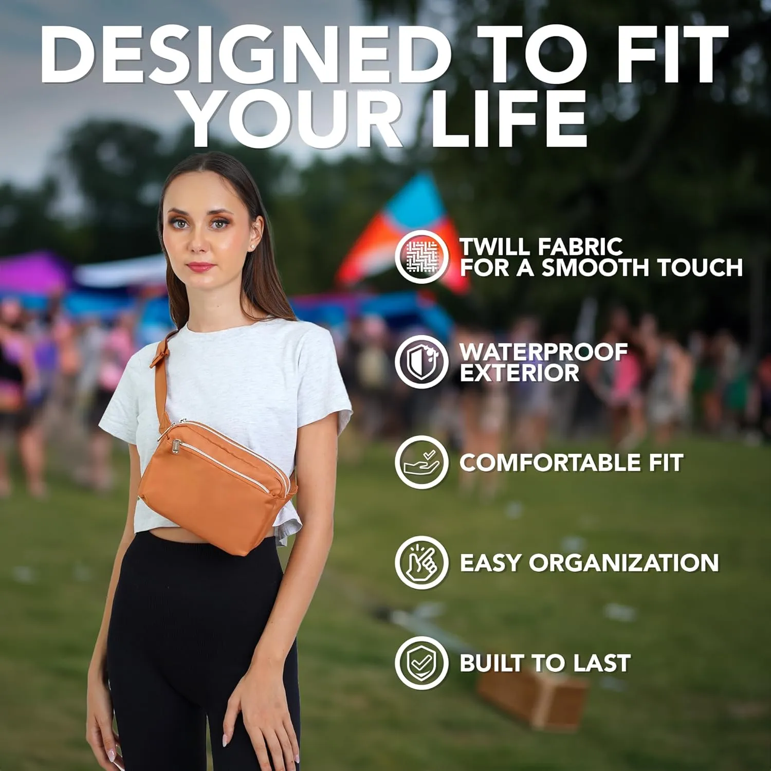 Brown Crossbody Belt Bag for Women  Stylish Fanny Pack, Functional and Fashion Waist Packs for Travel, Festivals, and Everyday Use