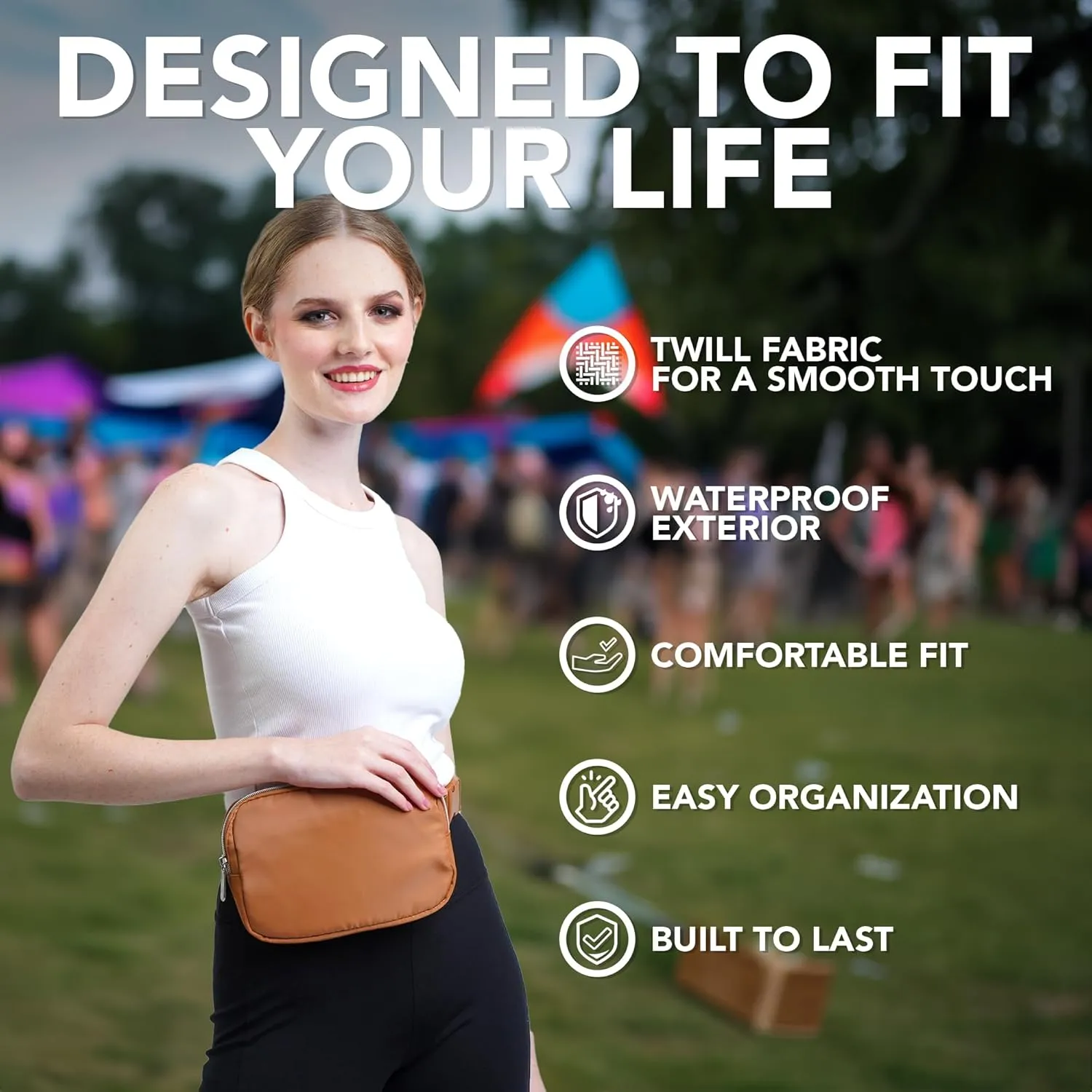 Brown Crossbody Belt Bag for Women  Stylish Fanny Pack, Functional and Fashion Waist Packs for Travel, Festivals, and Everyday Use