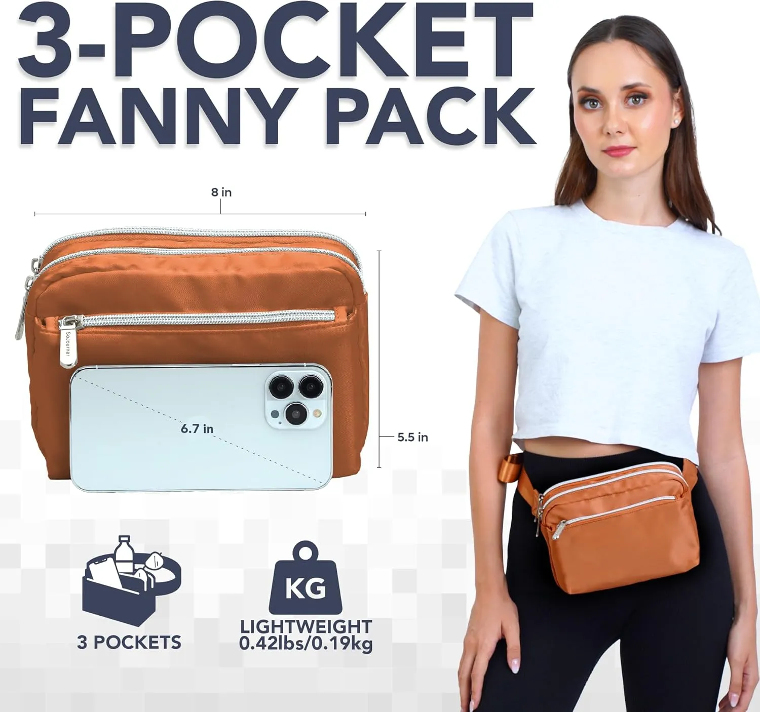 Brown Crossbody Belt Bag for Women  Stylish Fanny Pack, Functional and Fashion Waist Packs for Travel, Festivals, and Everyday Use