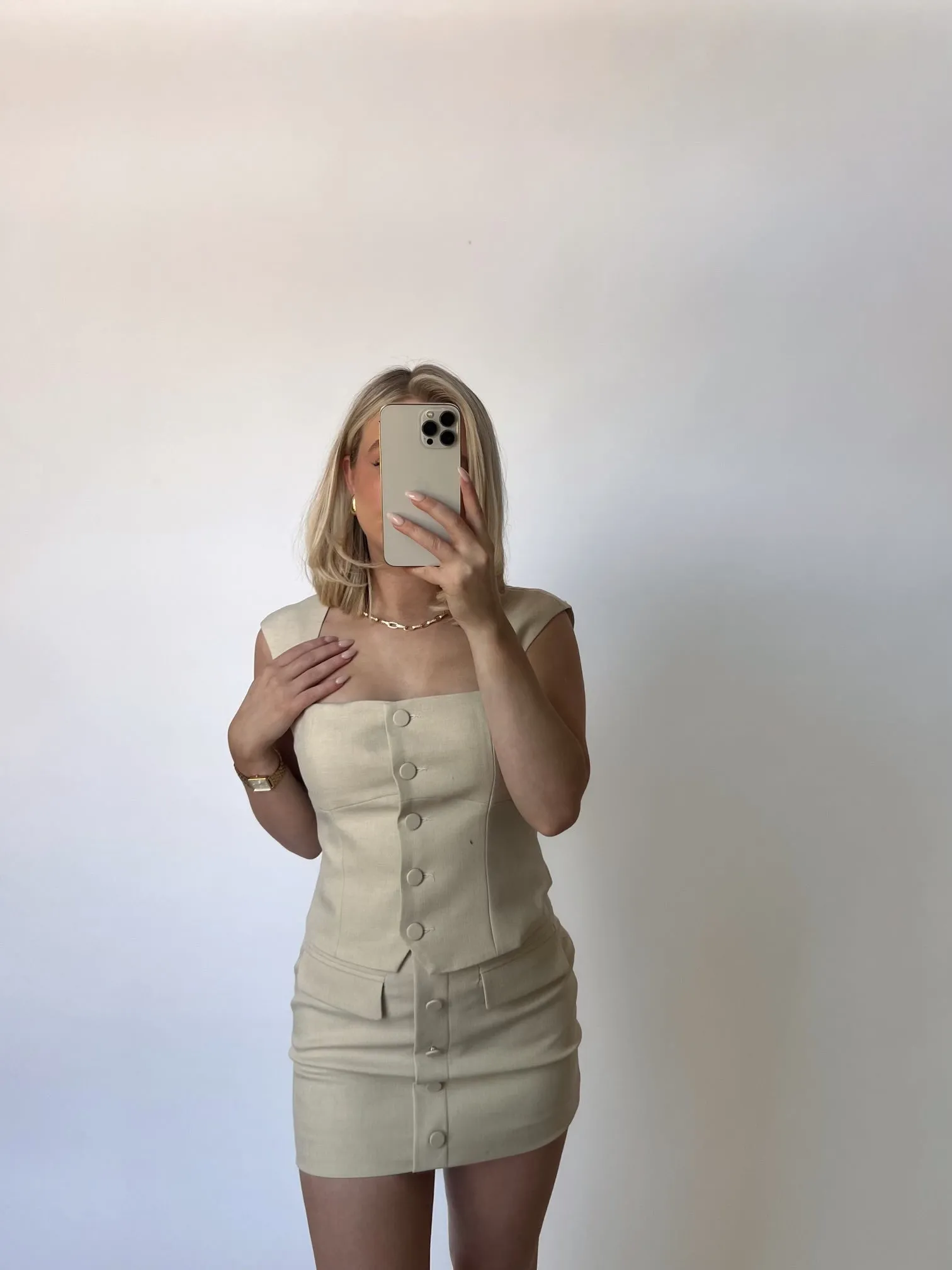 Button Mini Skirt