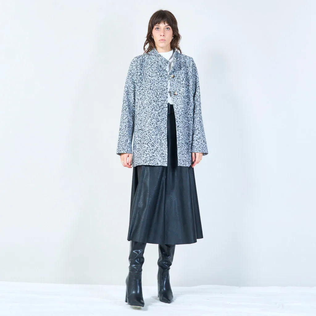 Button-up cozy knit coat with textured finish wholesale