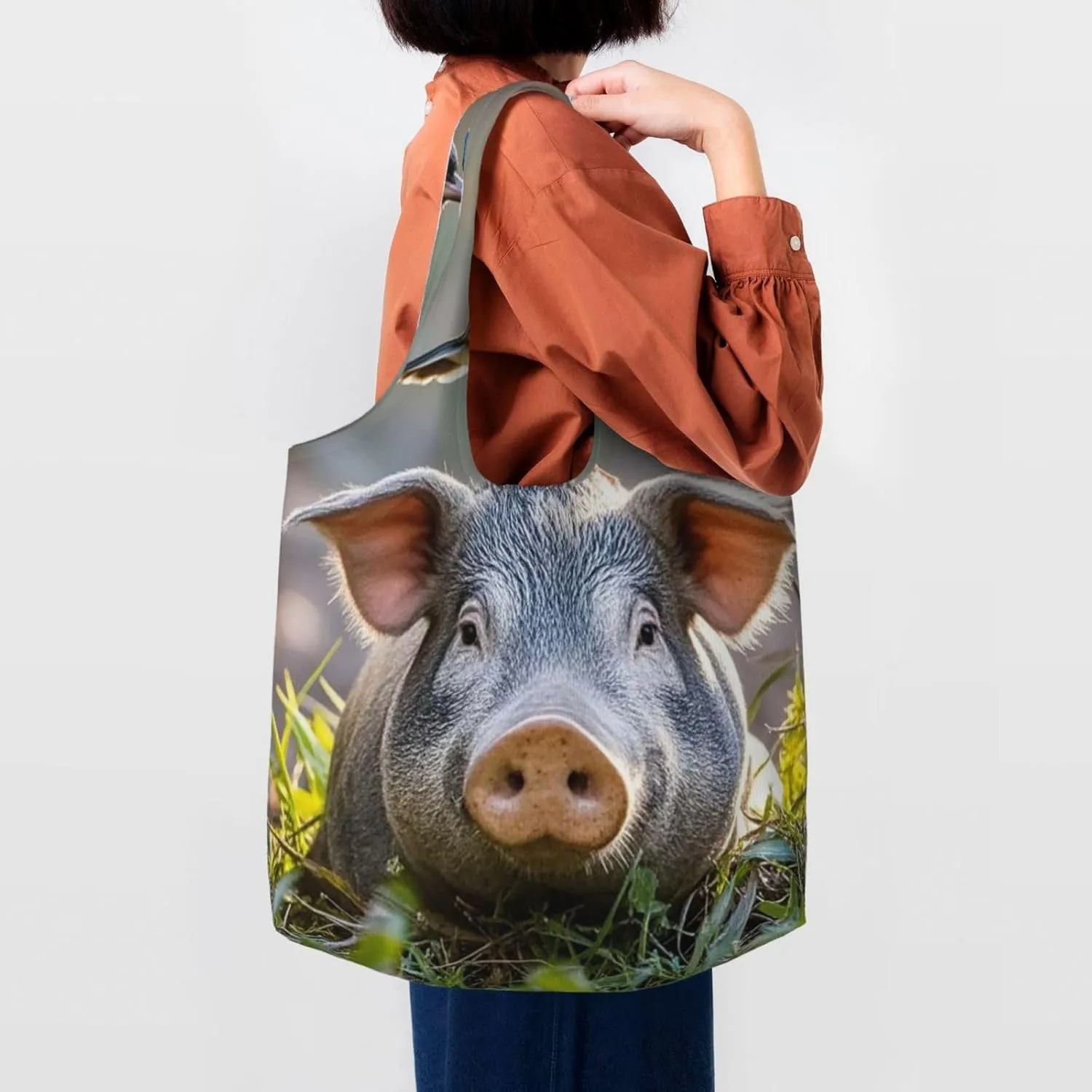 Canvas Tote Bag Reusable Grocery Bags Lightweight Handbag blue and white Tote Bag for Shopping Cloth Bags