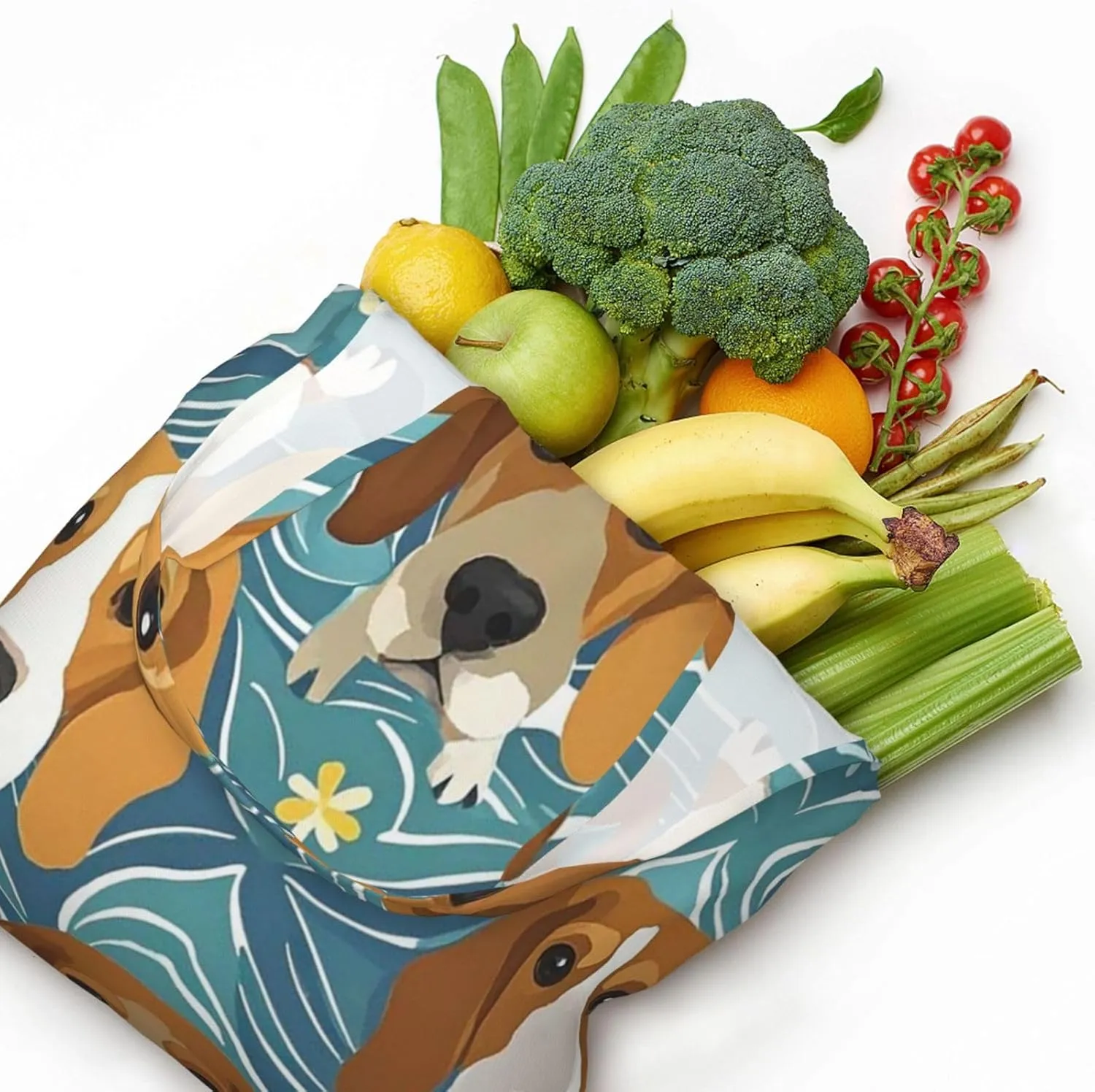 Canvas Tote Bag Reusable Grocery Bags Lightweight Handbag blue and white Tote Bag for Shopping Cloth Bags