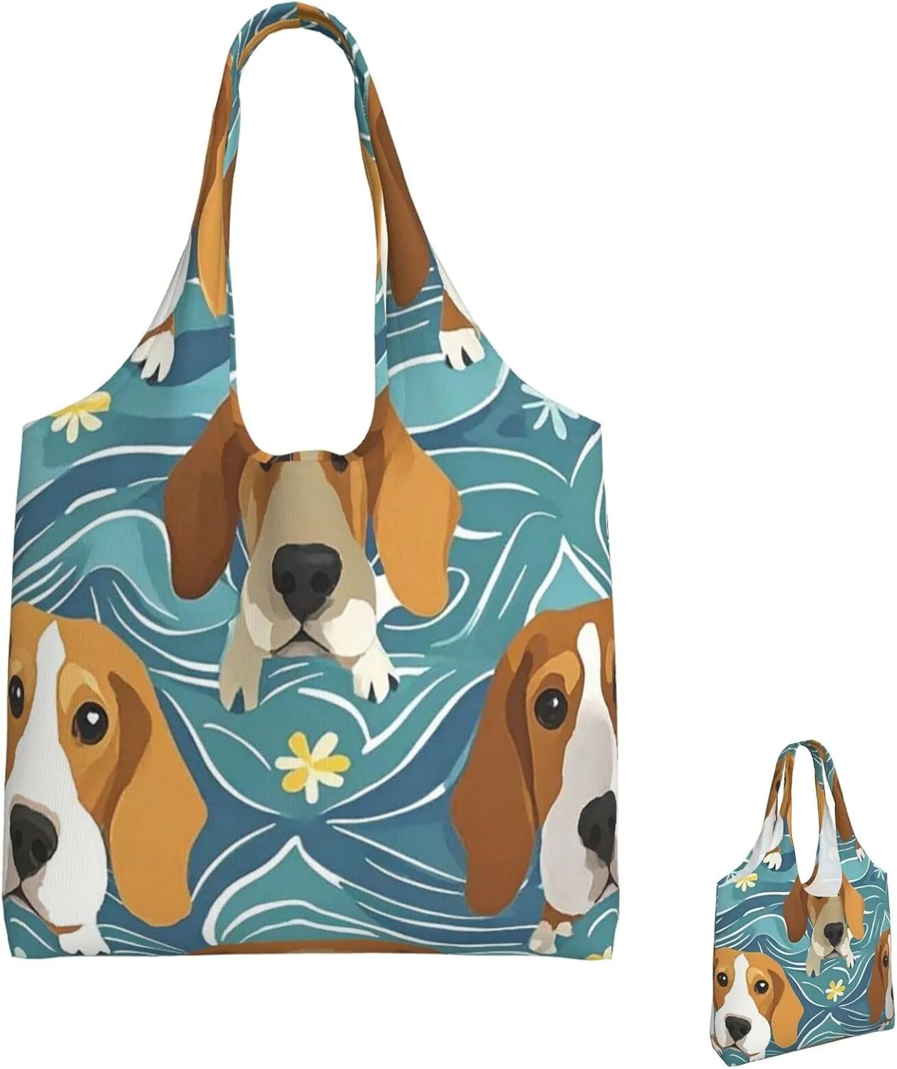 Canvas Tote Bag Reusable Grocery Bags Lightweight Handbag blue and white Tote Bag for Shopping Cloth Bags