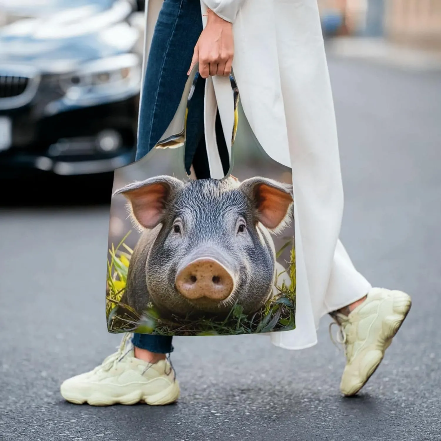 Canvas Tote Bag Reusable Grocery Bags Lightweight Handbag blue and white Tote Bag for Shopping Cloth Bags