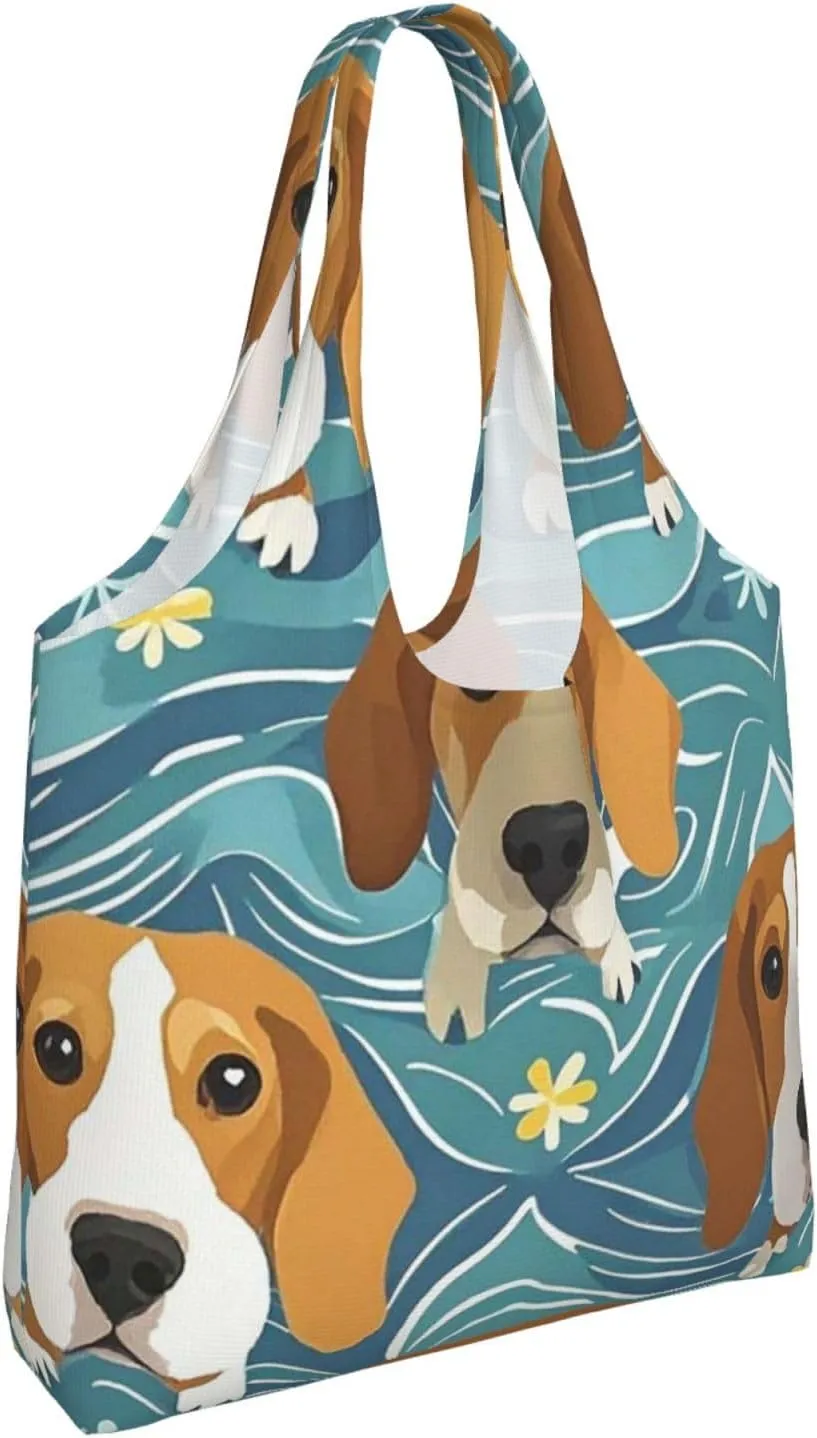 Canvas Tote Bag Reusable Grocery Bags Lightweight Handbag blue and white Tote Bag for Shopping Cloth Bags