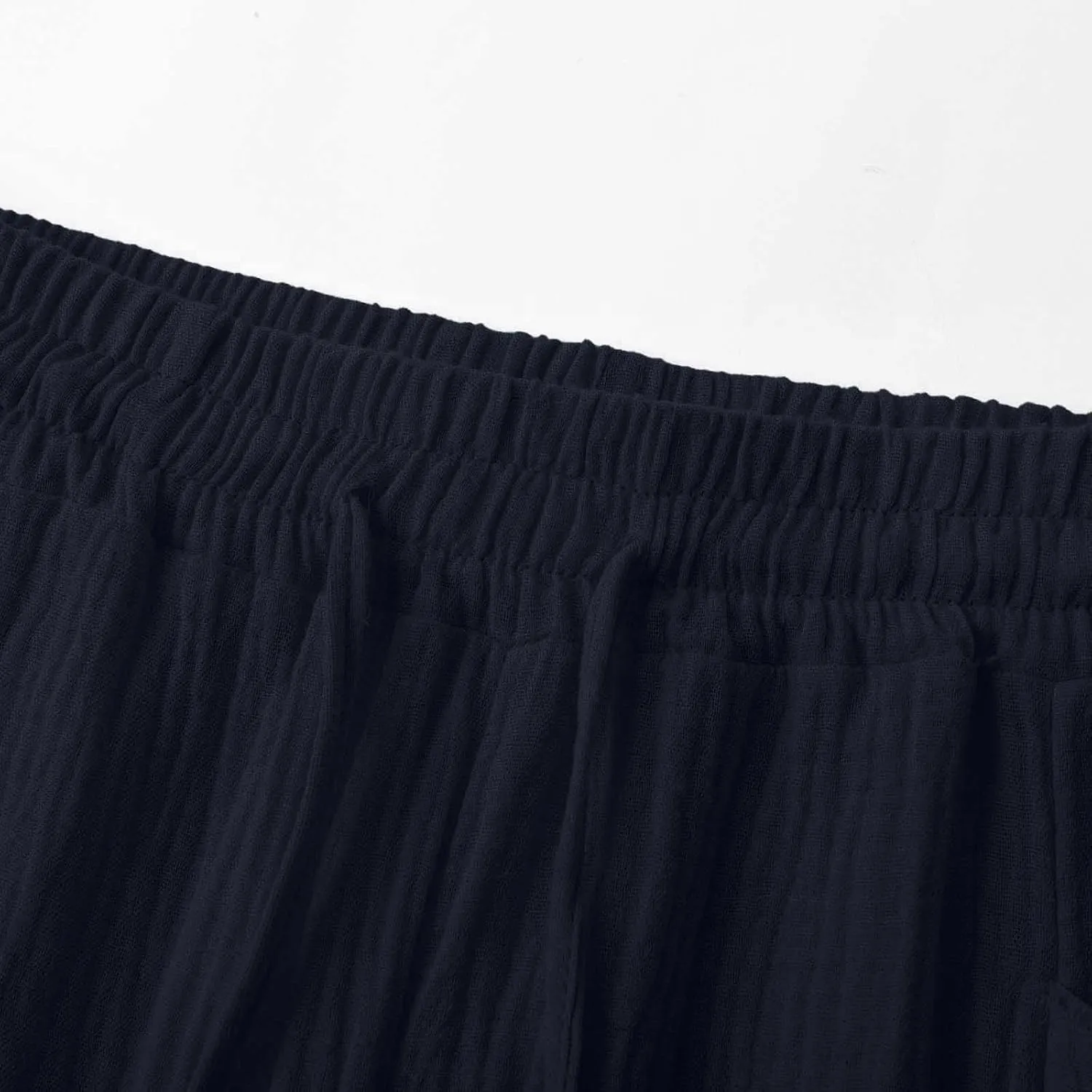 Capri Pants for Women Cotton Casual Summer Capris Drawstring High Waist Pants Wide Straight Leg Cropped Trousers
