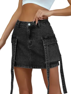 Cargo Skirt Women Denim Skirt for Women's y2k Mini Jeans Skirt Denim Skirt Casual with Pocket Skirts Low Waist