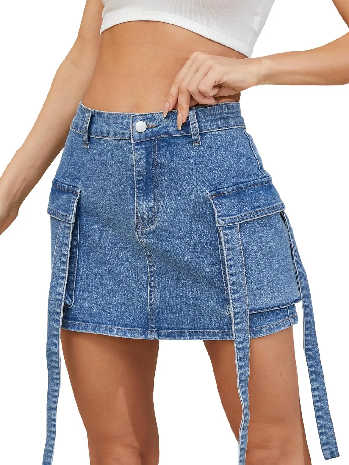 Cargo Skirt Women Denim Skirt for Women's y2k Mini Jeans Skirt Denim Skirt Casual with Pocket Skirts Low Waist