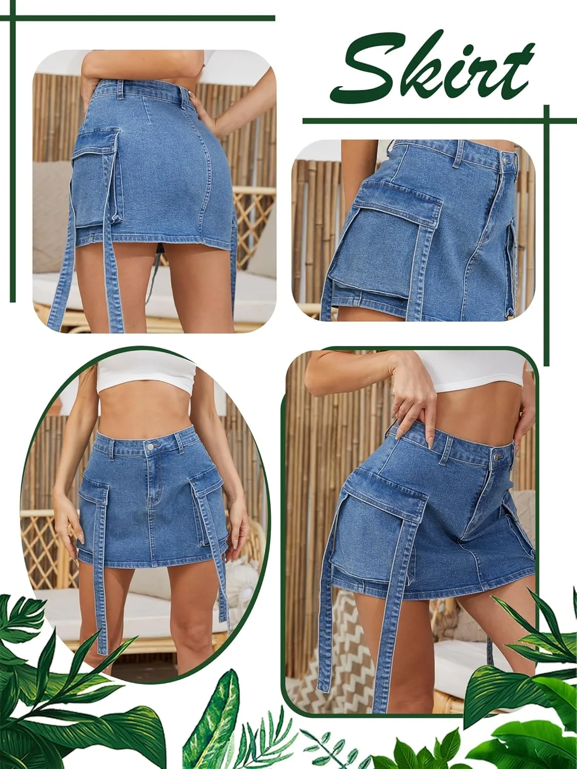 Cargo Skirt Women Denim Skirt for Women's y2k Mini Jeans Skirt Denim Skirt Casual with Pocket Skirts Low Waist
