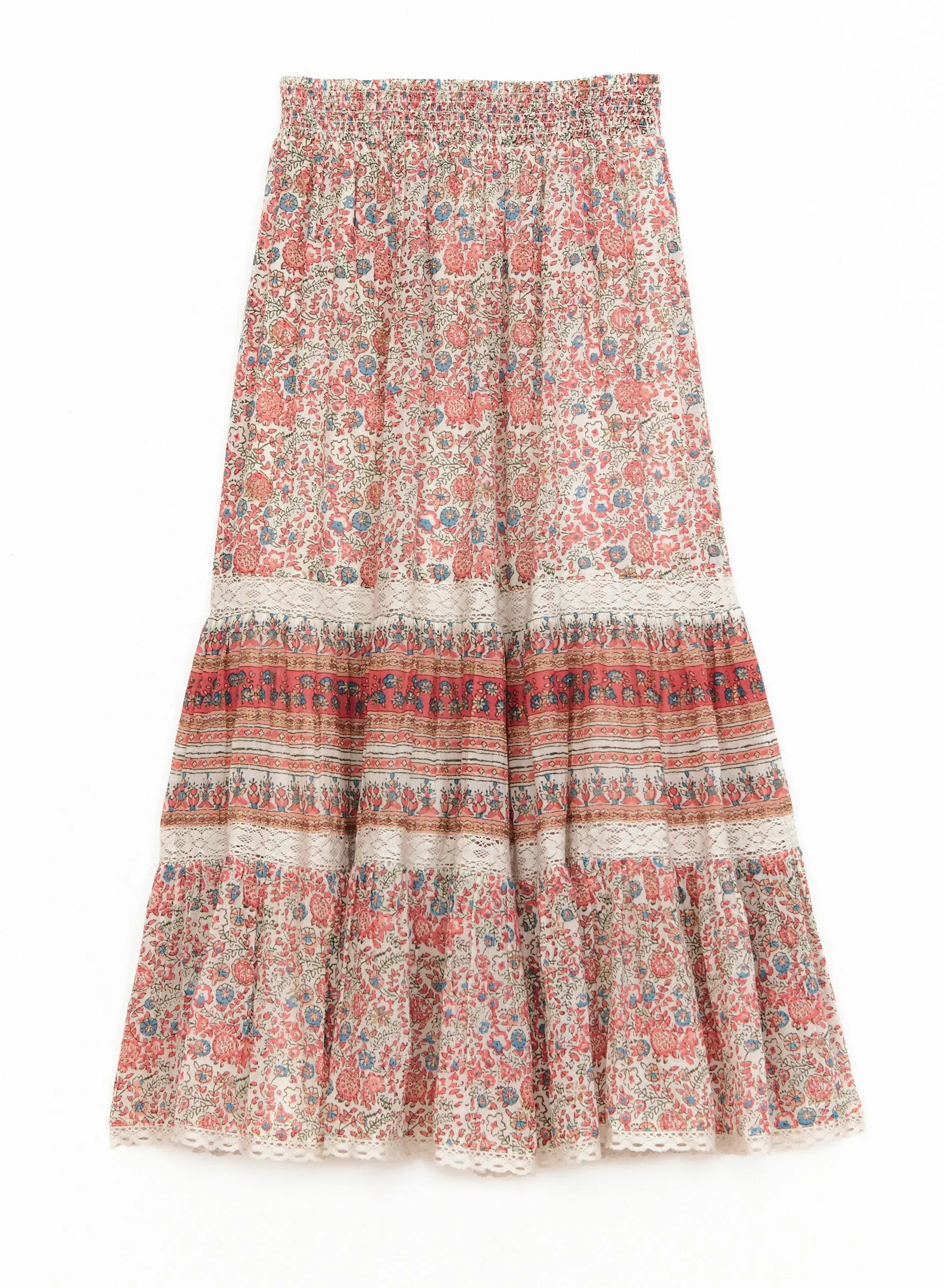 CASS PRINT MAXI SKIRT IN CORAL