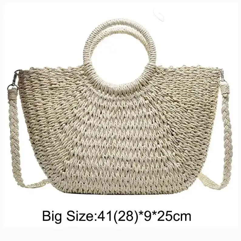 Casual Rattan Shoulder Bag  Chic and Versatile Straw Handbag