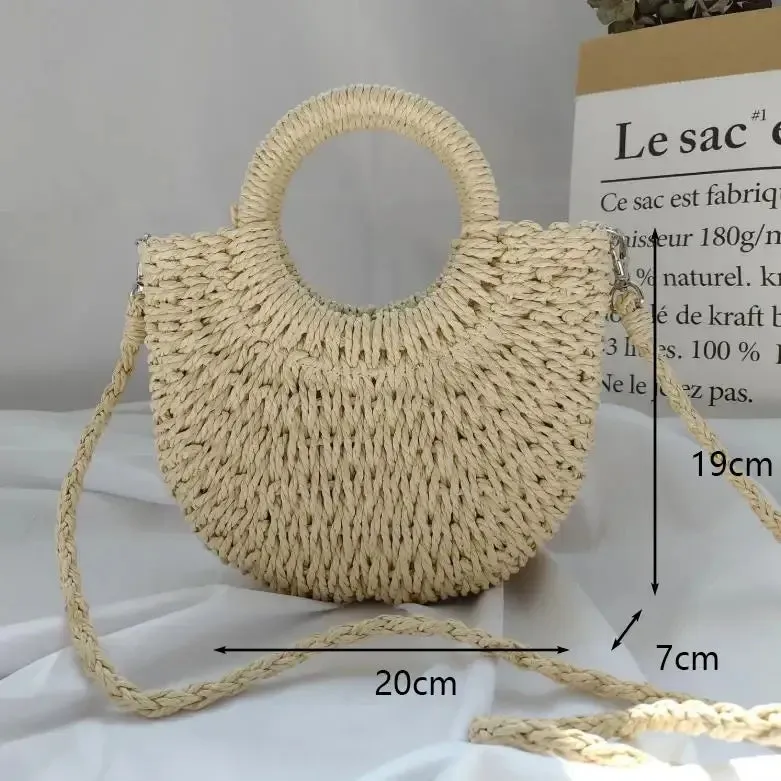 Casual Rattan Shoulder Bag  Chic and Versatile Straw Handbag