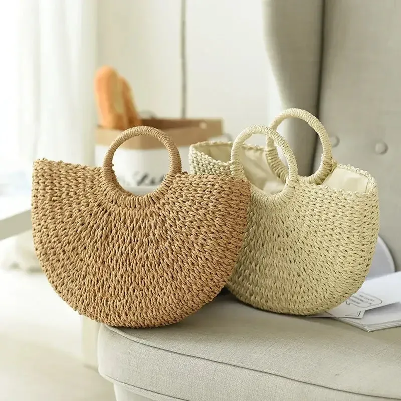 Casual Rattan Shoulder Bag  Chic and Versatile Straw Handbag