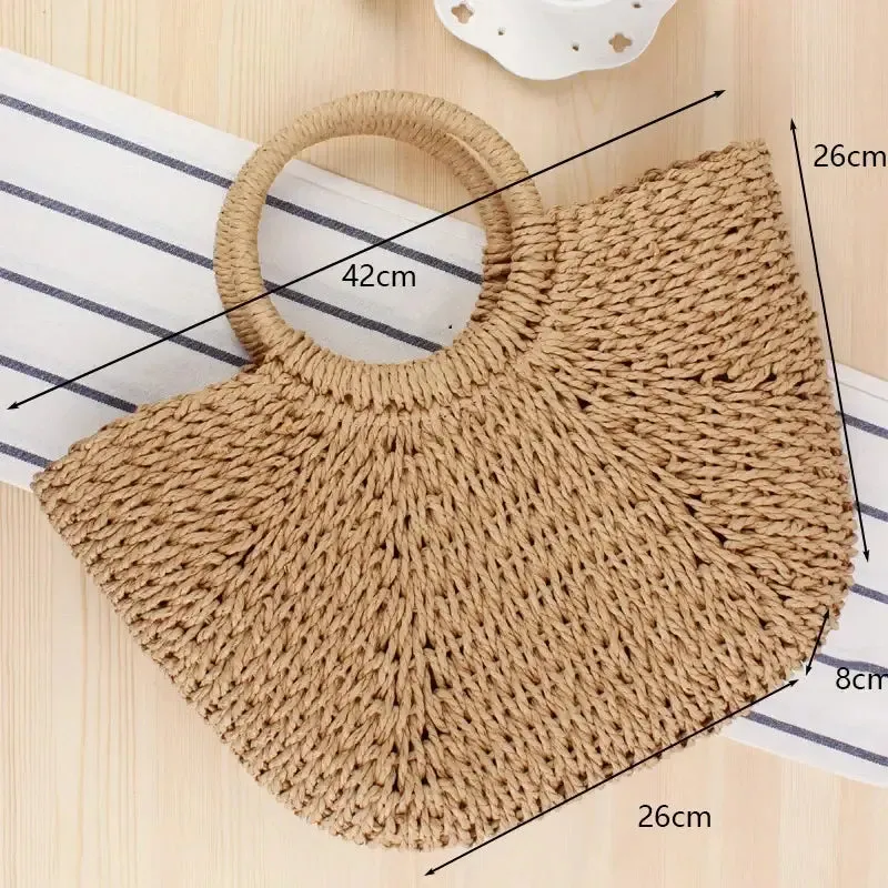 Casual Rattan Shoulder Bag  Chic and Versatile Straw Handbag
