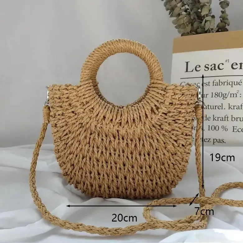 Casual Rattan Shoulder Bag  Chic and Versatile Straw Handbag