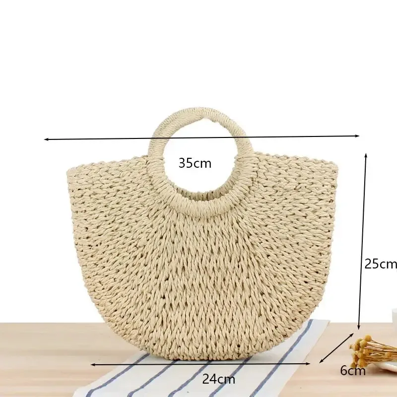 Casual Rattan Shoulder Bag  Chic and Versatile Straw Handbag