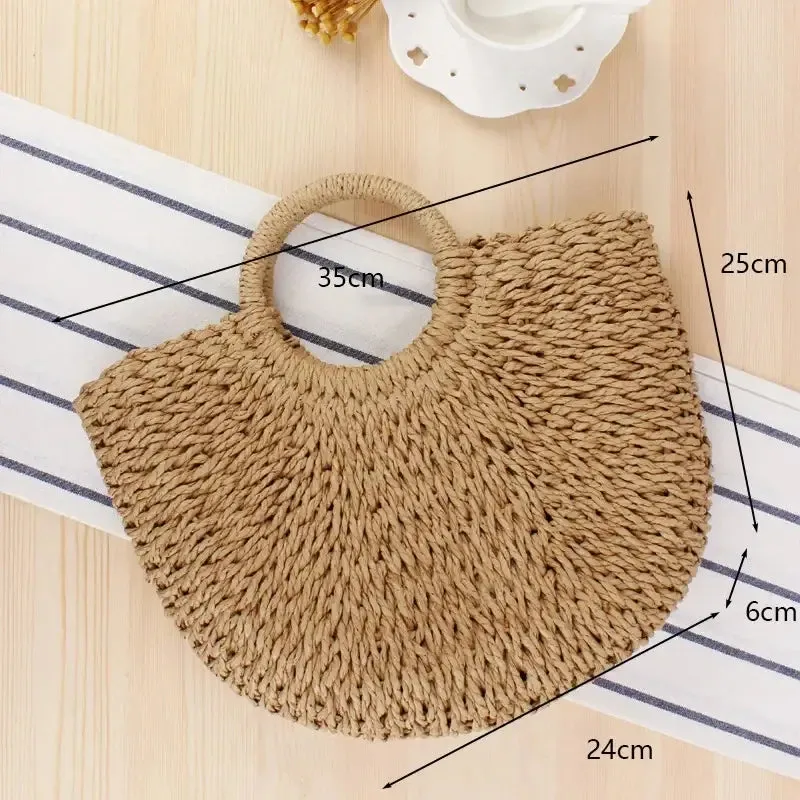 Casual Rattan Shoulder Bag  Chic and Versatile Straw Handbag