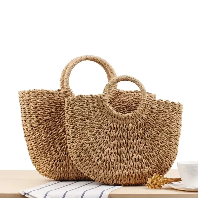 Casual Rattan Shoulder Bag  Chic and Versatile Straw Handbag