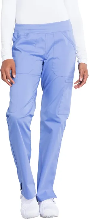 Cherokee Women's Scrub Pants Mid Rise Straight Leg Pull-on Cargo Pant with 6 Pockets & 2-Way Stretch Fabric - WW170
